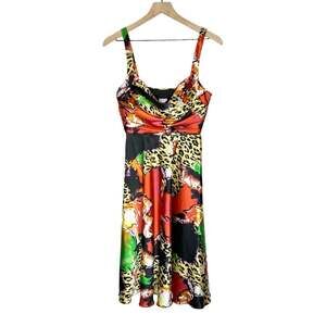 Joseph Ribkoff bustier cheetah print colorful party dress size 10